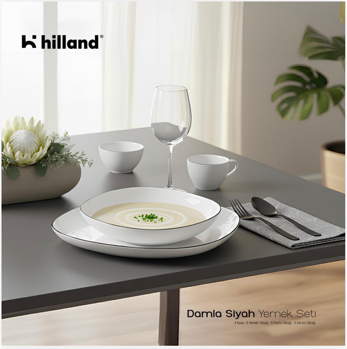 DAMLASİYAH (HİLLAND OPAL DAMLA SİYAH YEMEK TAKIMI 24 PARÇA)